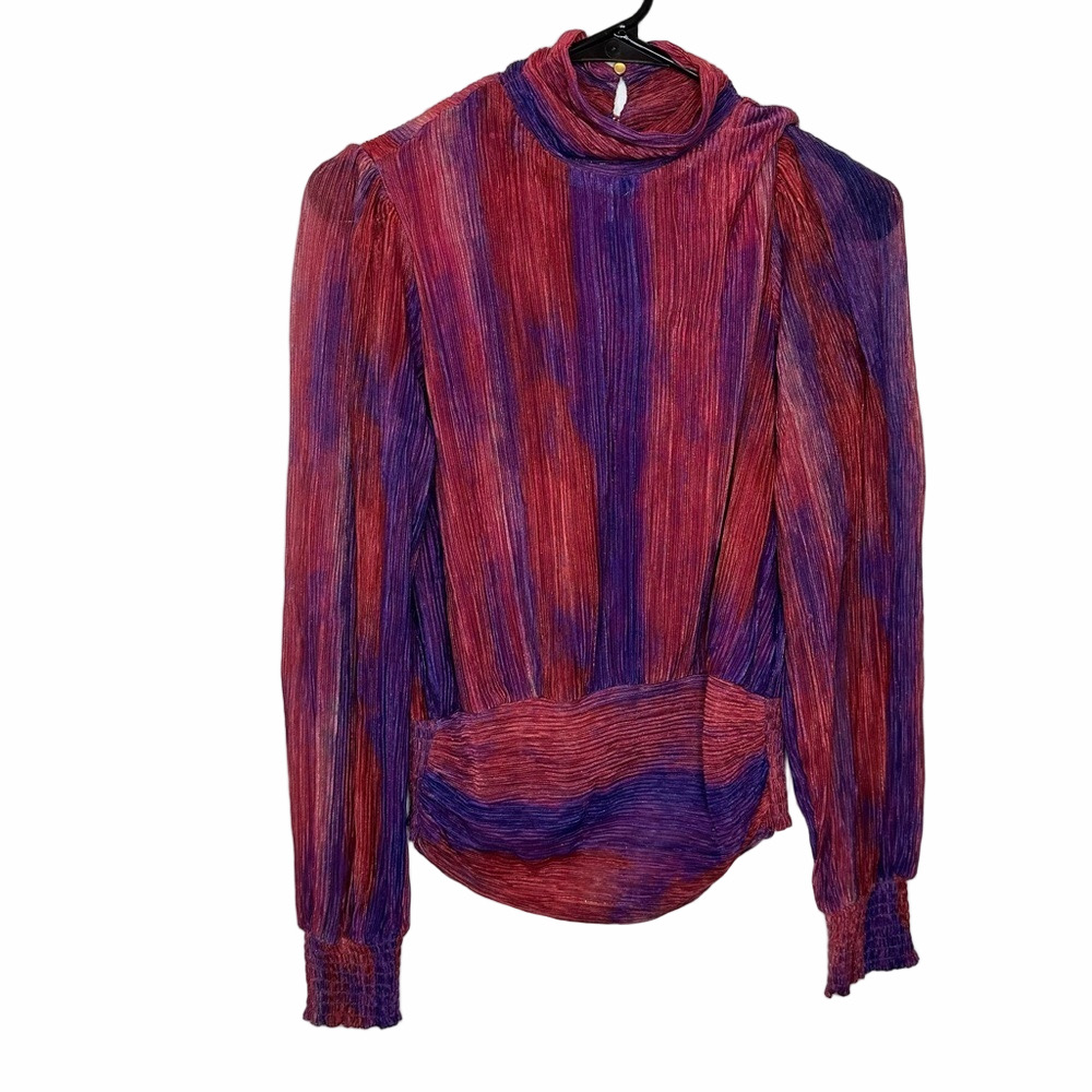 NWT Bailey 44 Purple & Pink Smocked Bottom Band Blouse Size Small